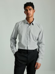 White/Green Geometric Regular Fit Long Sleeve Single Cuff Printed Easy Care Formal Shirt - Image 1 of 9