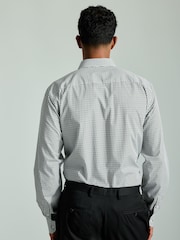 White/Green Geometric Regular Fit Long Sleeve Single Cuff Printed Easy Care Formal Shirt - Image 3 of 9