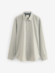 White/Green Geometric Regular Fit Long Sleeve Single Cuff Printed Easy Care Formal Shirt - Image 6 of 9