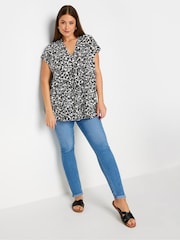 Yours Curve Black Pleated Grown On Sleeve T-Shirt - Image 2 of 5