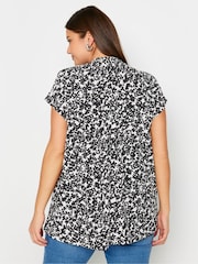 Yours Curve Black Pleated Grown On Sleeve T-Shirt - Image 3 of 5