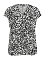 Yours Curve Black Pleated Grown On Sleeve T-Shirt - Image 5 of 5