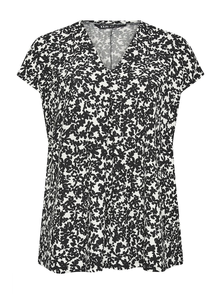 Yours Curve Black Pleated Grown On Sleeve T-Shirt - Image 5 of 5
