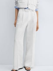 Mango White Straight Leg Trousers - Image 1 of 7