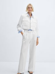 Mango White Straight Leg Trousers - Image 2 of 7