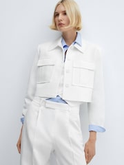 Mango White Straight Leg Trousers - Image 4 of 7