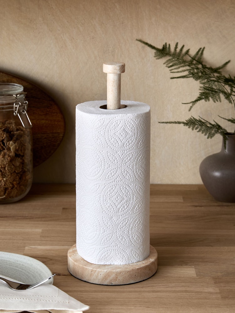 Natural Travertine Kitchen Roll Holder - Image 1 of 4