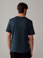 Navy Blue Reindeer Christmas 100% Cotton T-Shirt - Image 2 of 3