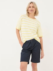 FatFace Yellow Sorbet Linen Stripe Knit T-Shirt - Image 1 of 5