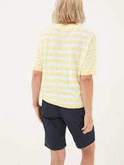 FatFace Yellow Sorbet Linen Stripe Knit T-Shirt - Image 2 of 5