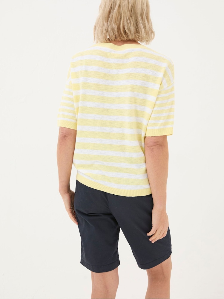 FatFace Yellow Sorbet Linen Stripe Knit T-Shirt - Image 2 of 5