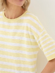 FatFace Yellow Sorbet Linen Stripe Knit T-Shirt - Image 4 of 5