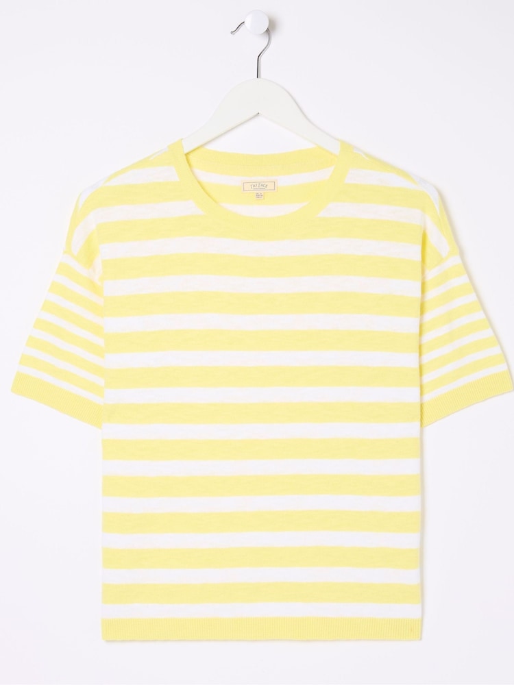 FatFace Yellow Sorbet Linen Stripe Knit T-Shirt - Image 5 of 5