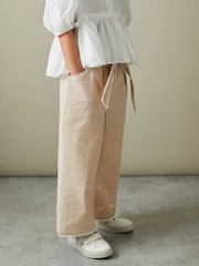 Reiss Cream Emilie 13-14 yrs Textured Lace Trim Trousers - Image 3 of 4