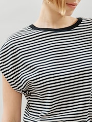 Albaray 100% Cotton Stripe Roll Sleeve Black T-Shirt - صورة 3 من 5