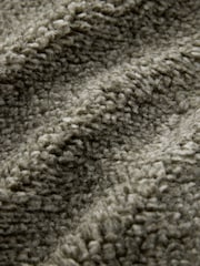 Khaki Green Woven Mix Teddy Borg Fleece Popper Front Jacket - Image 6 of 6