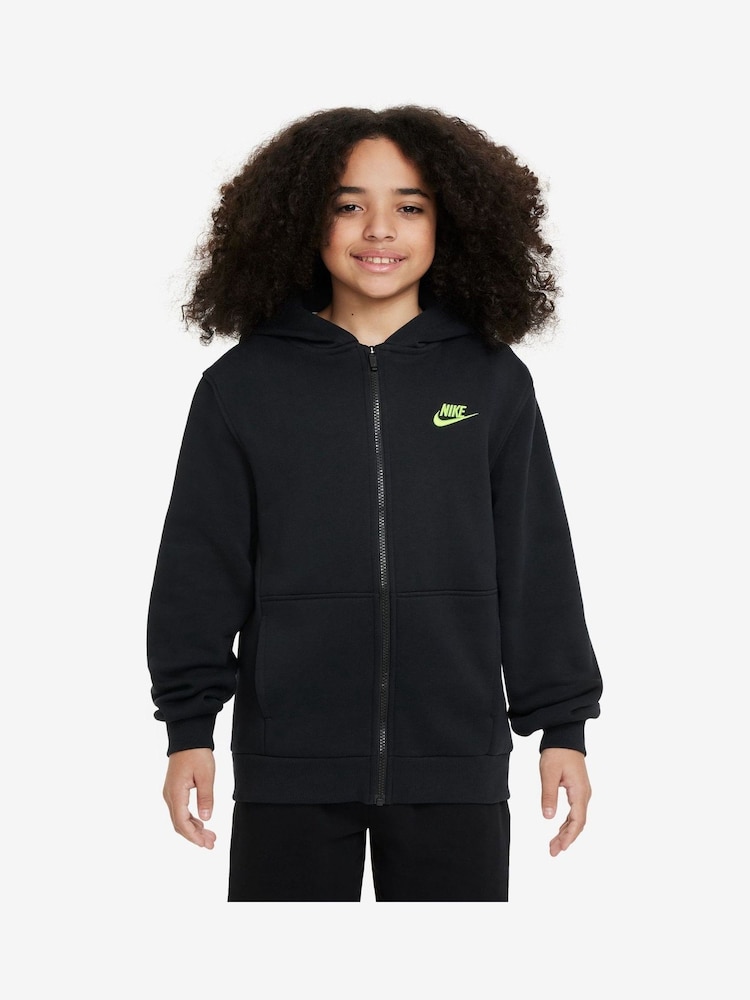 Nike Black/Gold Club Fleece Zip Through Hoodie - Image 1 of 3