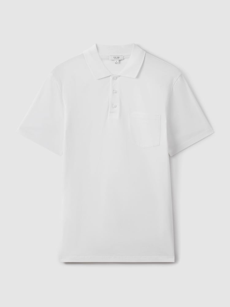 Reiss White Austin Mercerised Cotton Polo Shirt - Image 2 of 7