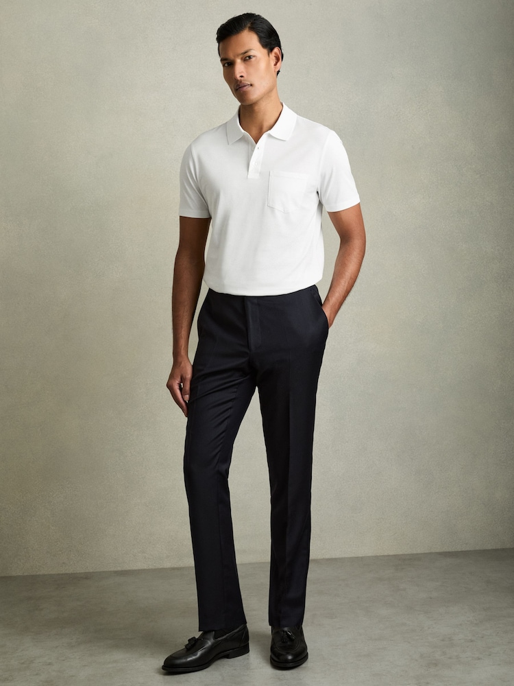 Reiss White Austin Mercerised Cotton Polo Shirt - Image 3 of 7