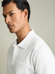 Reiss White Austin Mercerised Cotton Polo Shirt - Image 4 of 7