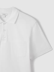 Reiss White Austin Mercerised Cotton Polo Shirt - Image 6 of 7