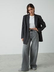 Grey Rigid Wide Leg 100% Cotton Jeans - Image 1 of 5