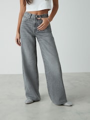 Grey Rigid Wide Leg 100% Cotton Jeans - Image 2 of 5