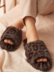 Animal Faux Fur Open Slider Slippers - Image 2 of 7