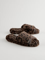 Animal Faux Fur Open Slider Slippers - Image 3 of 7