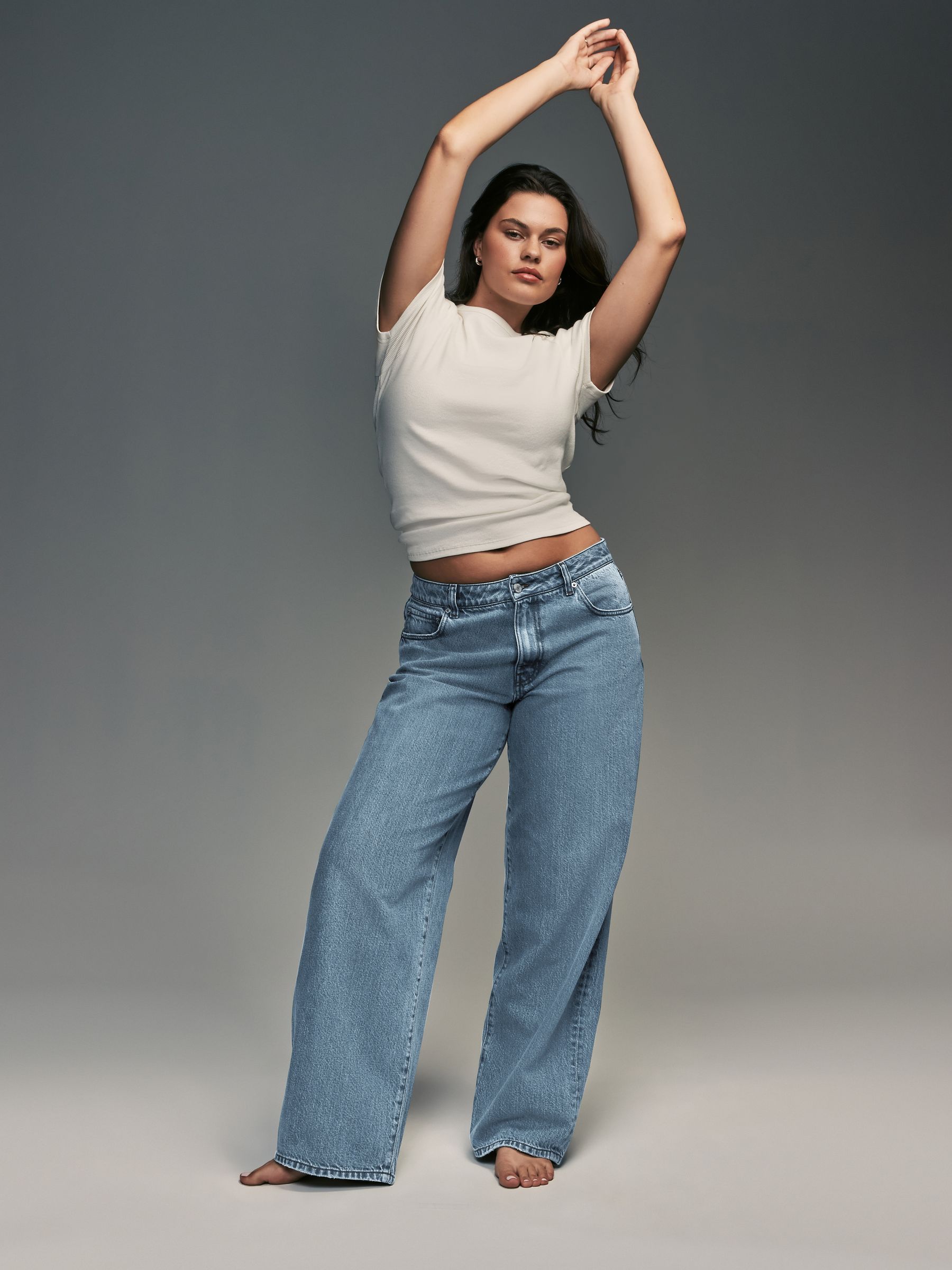 2024人気新作 Buy Mid Blue Hourglass Baggy Wide leg Jeans from Next USA パンツ