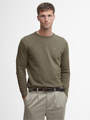 Barbour® Green Mens 100% Cotton Pima Crew Neck Jumper - Image 1 of 6