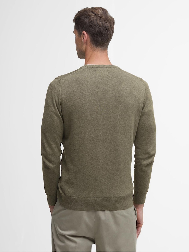 Barbour® Green Mens 100% Cotton Pima Crew Neck Jumper - Image 2 of 6