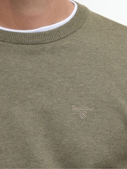 Barbour® Green Mens 100% Cotton Pima Crew Neck Jumper - Image 3 of 6