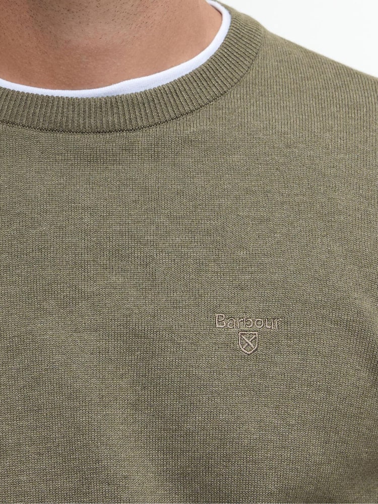 Groen - Barbour® Mens 100% Cotton Pima Crew Neck Jumper - Image 3 of 6