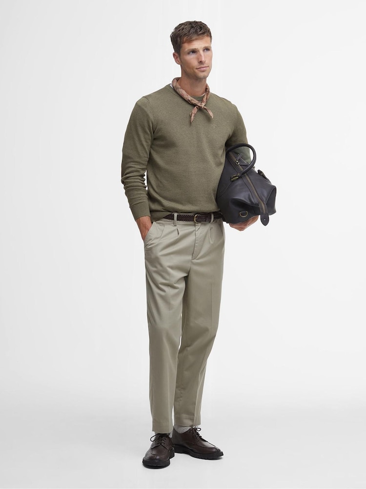 Groen - Barbour® Mens 100% Cotton Pima Crew Neck Jumper - Image 4 of 6