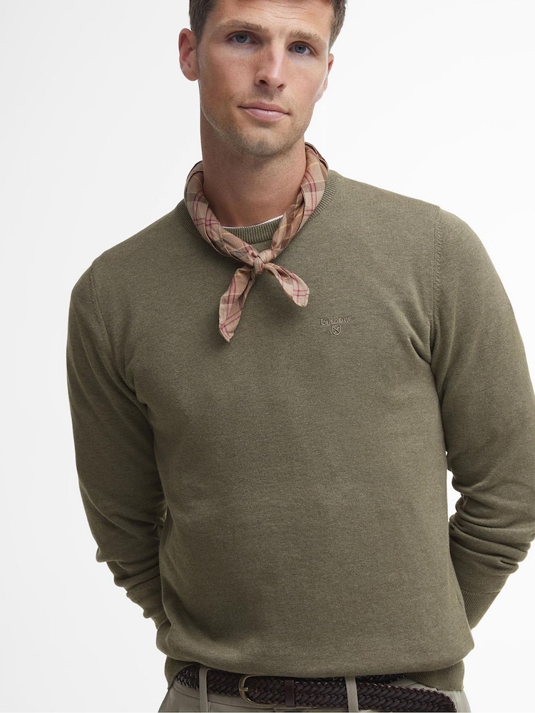 Groen - Barbour® Mens 100% Cotton Pima Crew Neck Jumper - Image 5 of 6