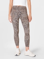 Sweaty Betty Brown Luxe Leopard Print 7/8 Length Aerial Core Workout Leggings - Image 1 of 8