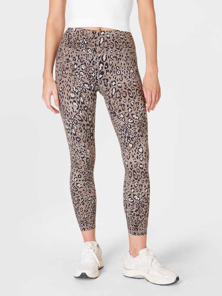Sweaty Betty Brown Luxe Leopard Print 7/8 Length Aerial Core Workout Leggings - Image 1 of 8