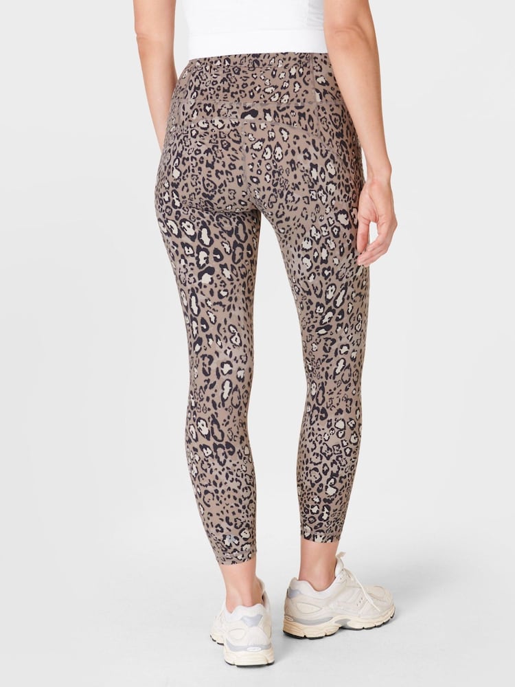 Sweaty Betty Brown Luxe Leopard Print 7/8 Length Aerial Core Workout Leggings - Image 2 of 8
