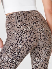 Sweaty Betty Brown Luxe Leopard Print 7/8 Length Aerial Core Workout Leggings - Image 7 of 8