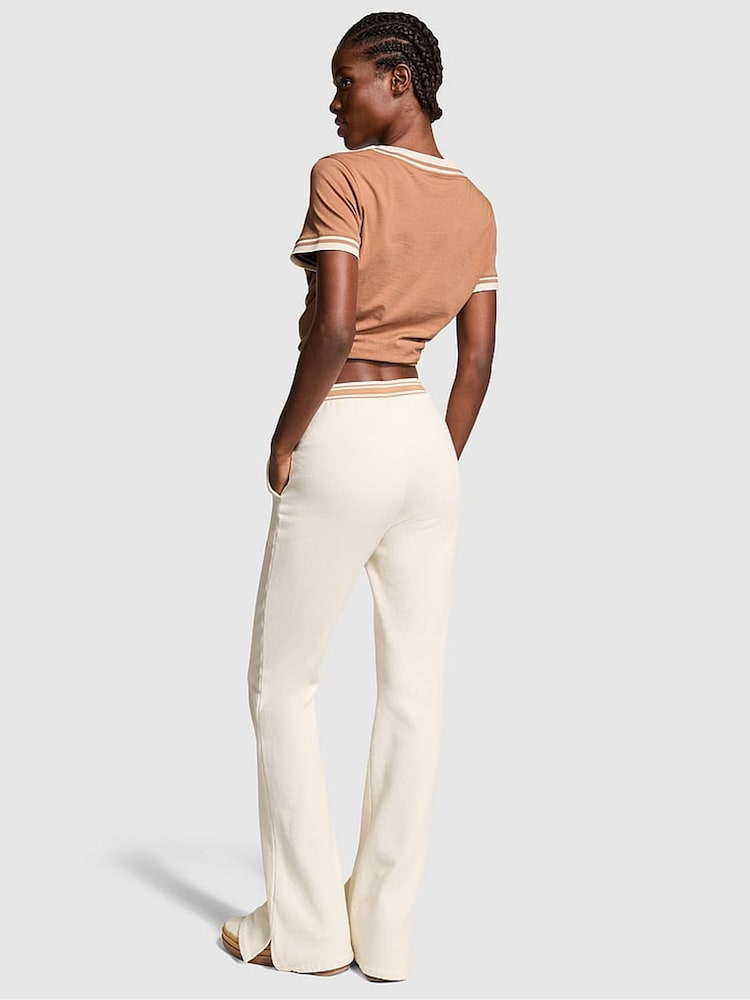 Victoria's Secret PINK White Shell Knitted Flare Fleece Joggers - Image 2 of 3