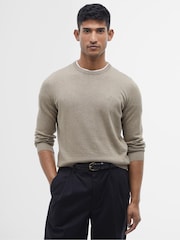 Barbour® Natural Mens 100% Cotton Pima Crew Neck Jumper - Image 1 of 6