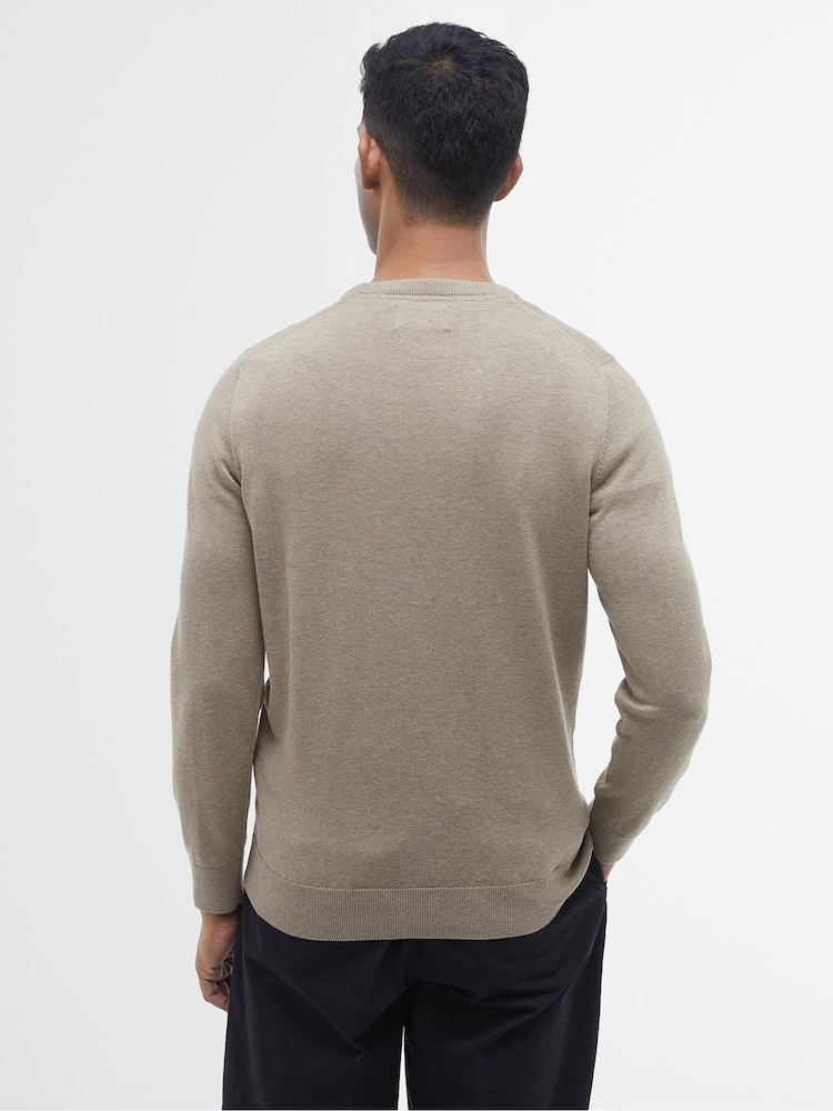 Barbour® Natural Mens 100% Cotton Pima Crew Neck Jumper - Image 2 of 6