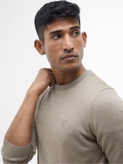 Barbour® Natural Mens 100% Cotton Pima Crew Neck Jumper - Image 3 of 6