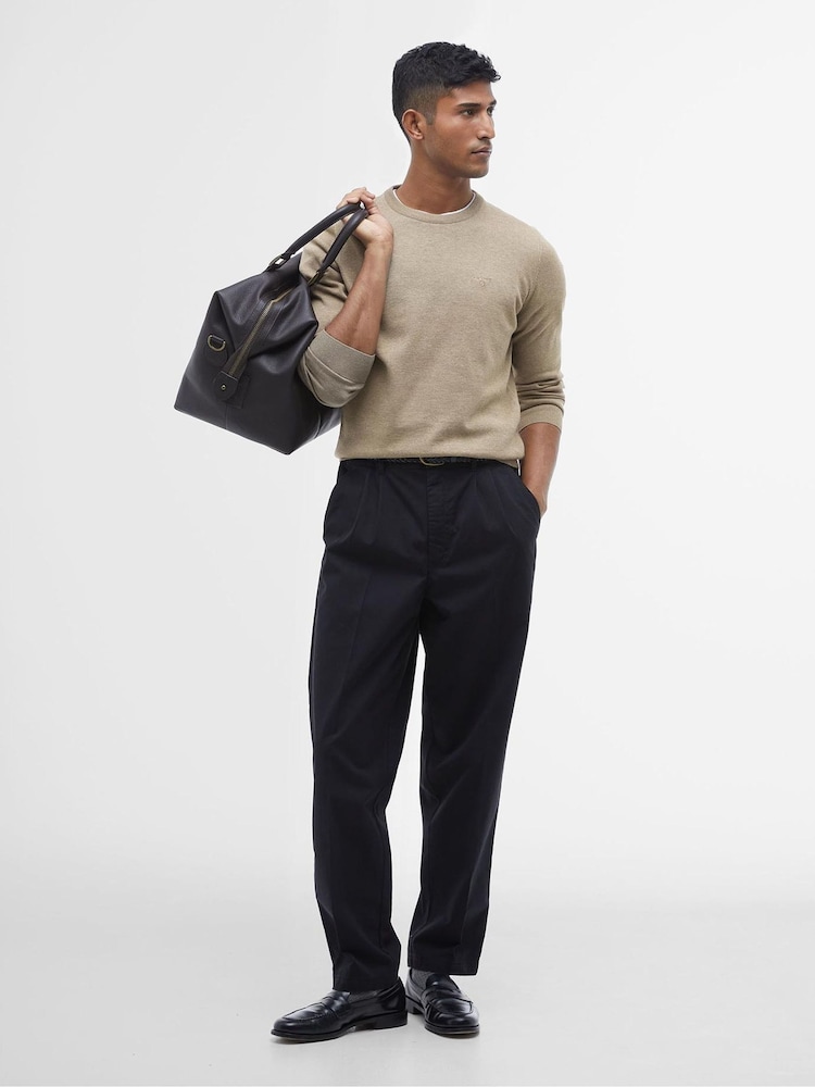 Barbour® Natural Mens 100% Cotton Pima Crew Neck Jumper - Image 5 of 6