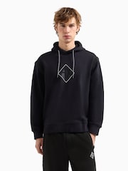 Armani Exchange Navy Panel Logo 100% Cotton Hoodie - Image 1 of 4
