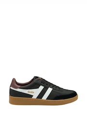 Gola Black Mens Contact Leather Lace-Up Trainers - Image 1 of 4