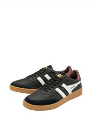 Gola Black Mens Contact Leather Lace-Up Trainers - Image 2 of 4