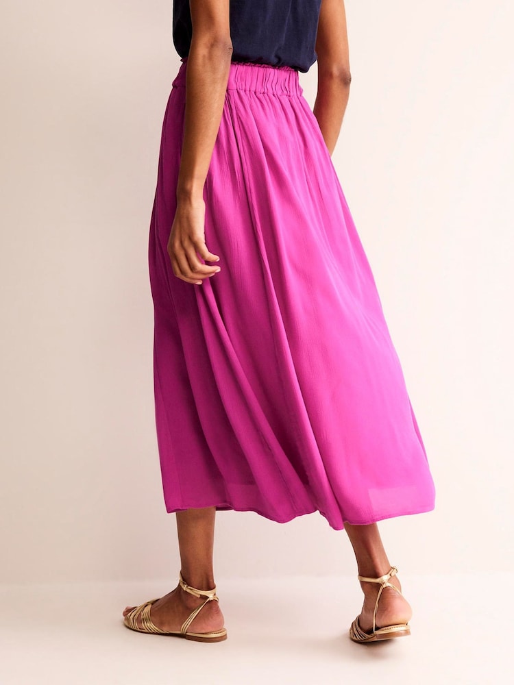 Boden Pink Crinkle Midi Skirt - Image 2 of 5