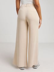 Simply Be Nude Linen Wide Leg Tailored Trousers - Image 2 of 4